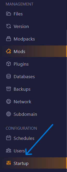 Menu Startup